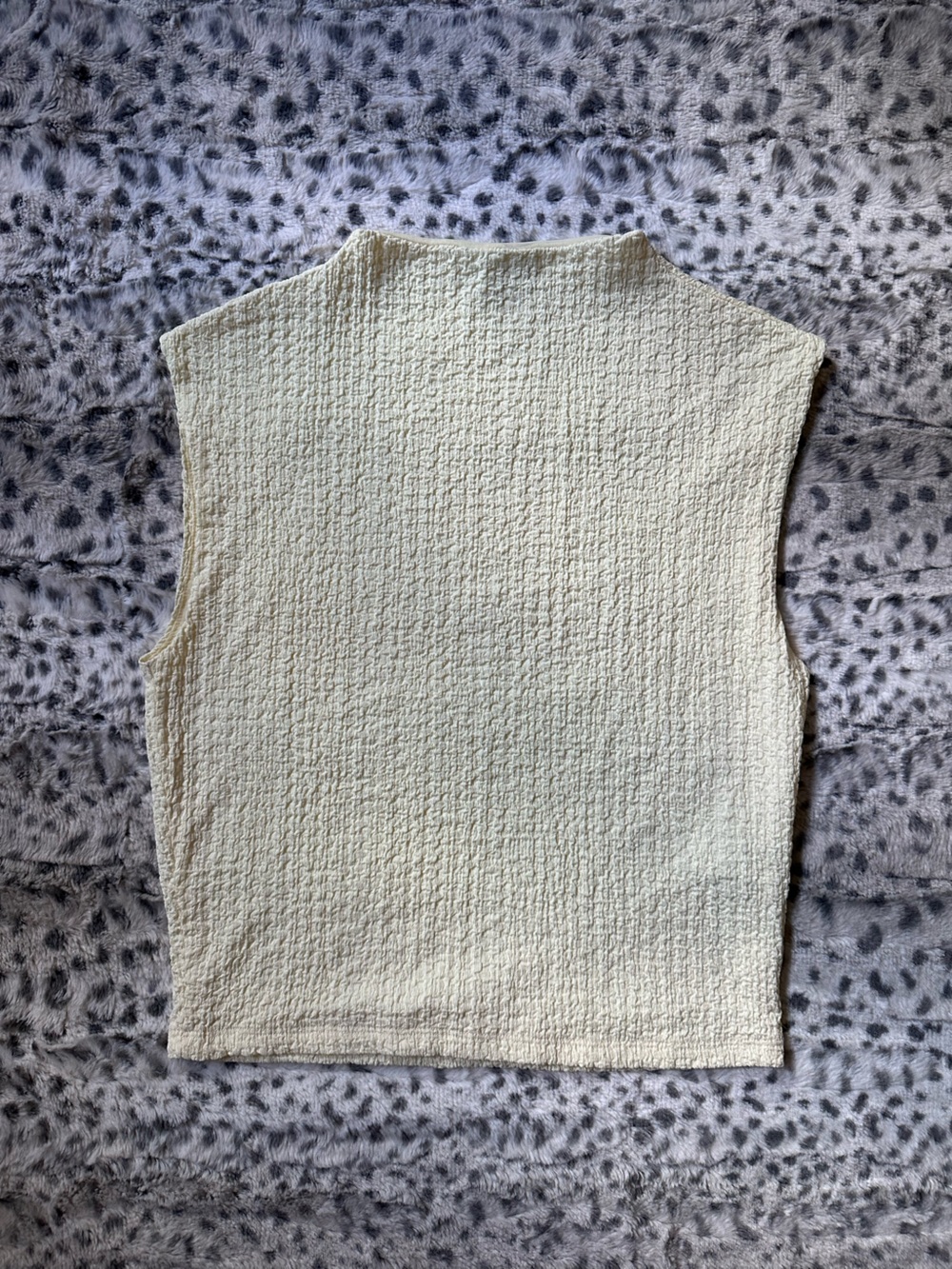 Abercrombie & Fitch Butter Yellow Mock Neck Smocked Sear-sucker Top